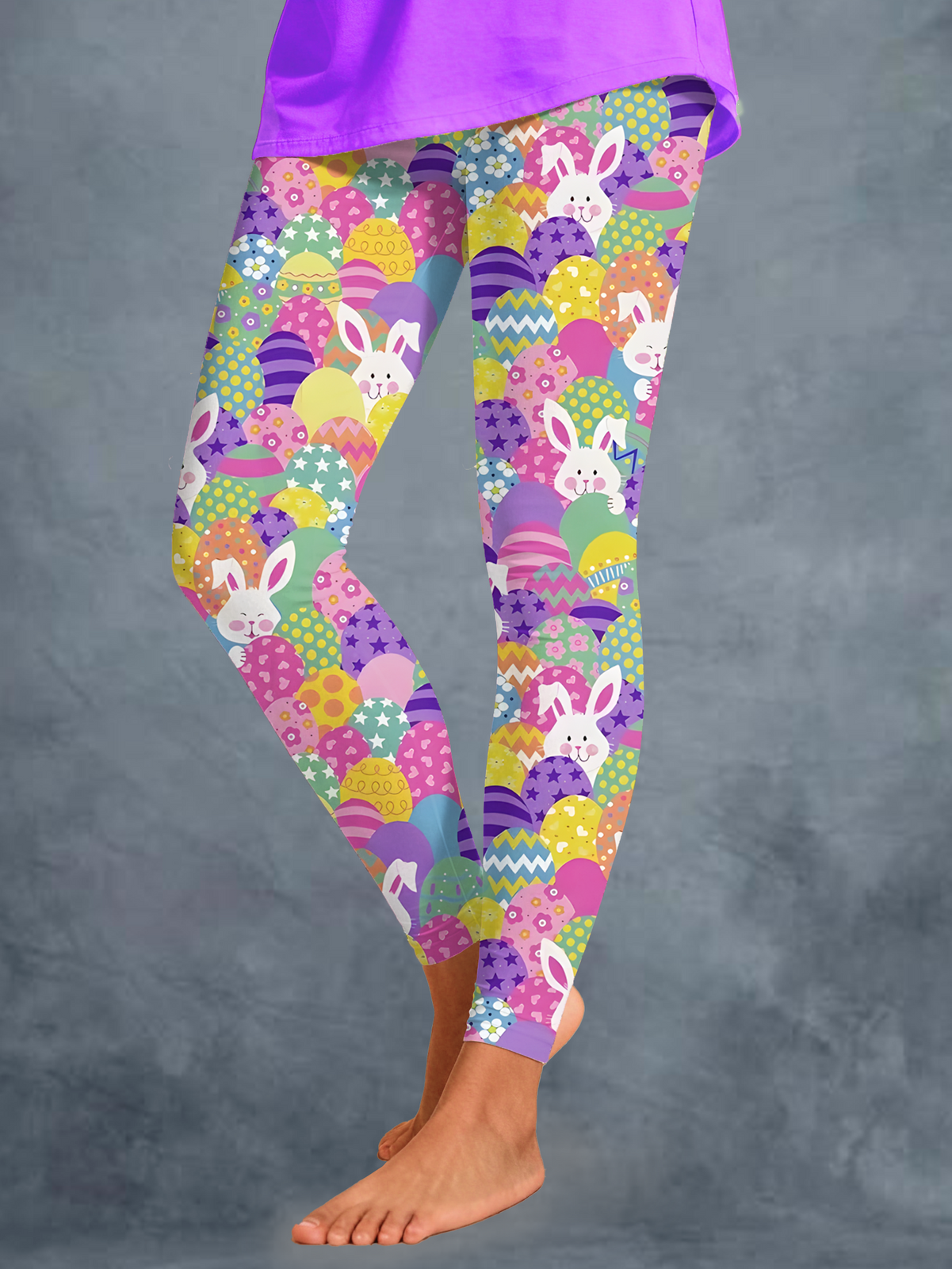 Easter Bunnies and Eggs Print Leggings