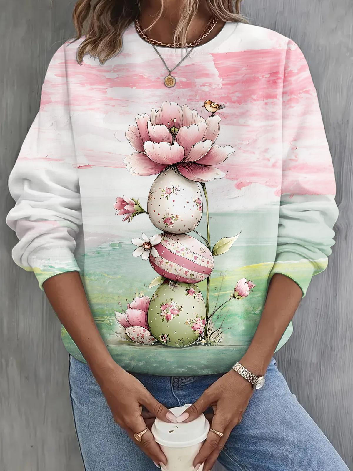 Easter eggs Long Sleeve Casual Top