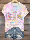 Colorful Easter Bunny Crew Neck T-shirt