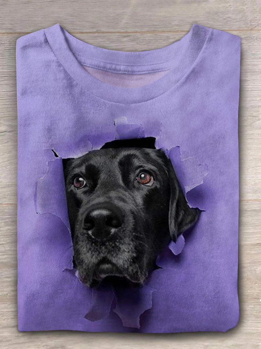 Cute Dog Crew Neck T-shirt