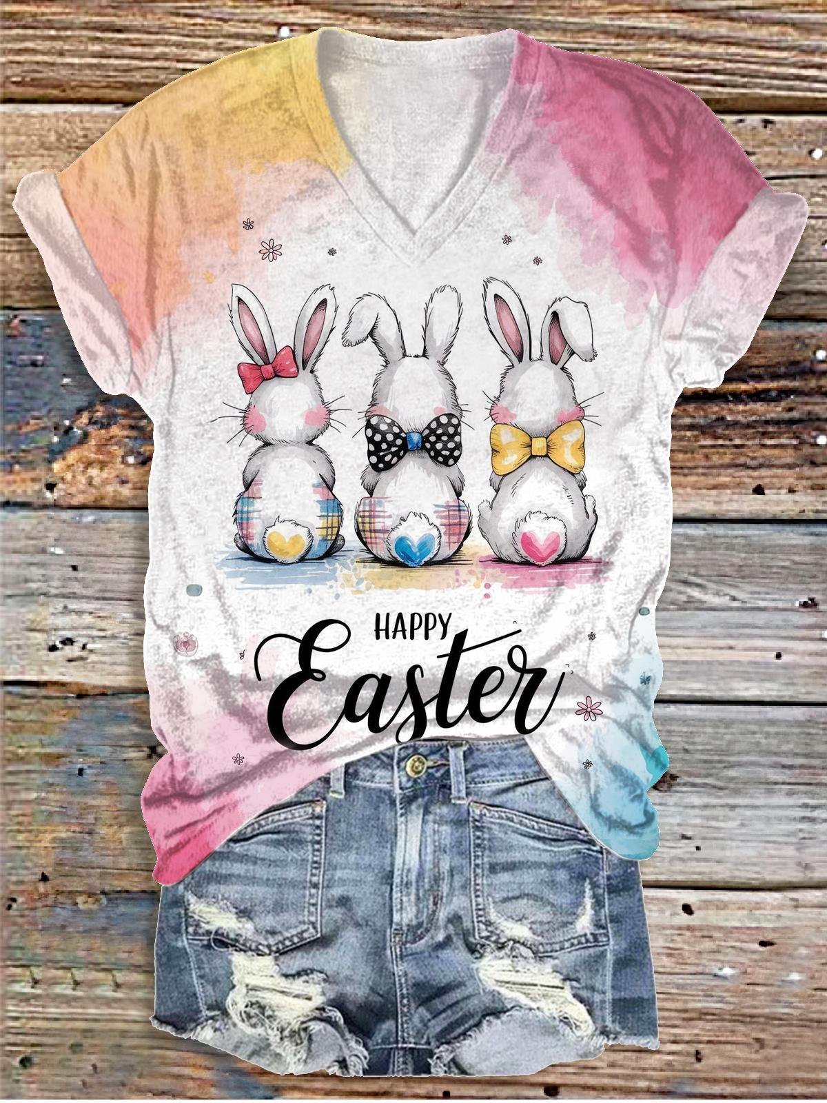 Easter Graffiti Rabbit V-neck T-Shirt
