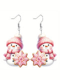 Sequin Acrylic Cartoon Christmas Snowman Earrings