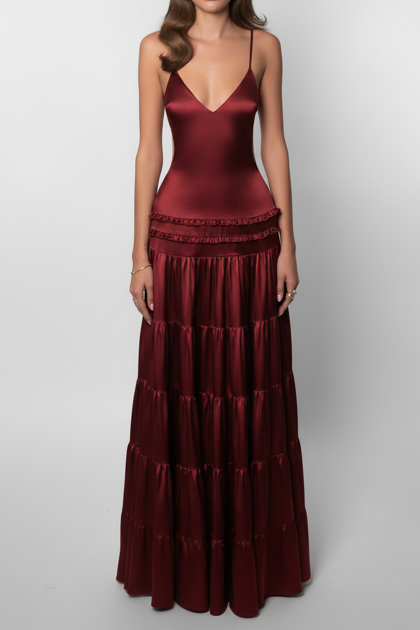 Red Satin Dress - Grey Studio