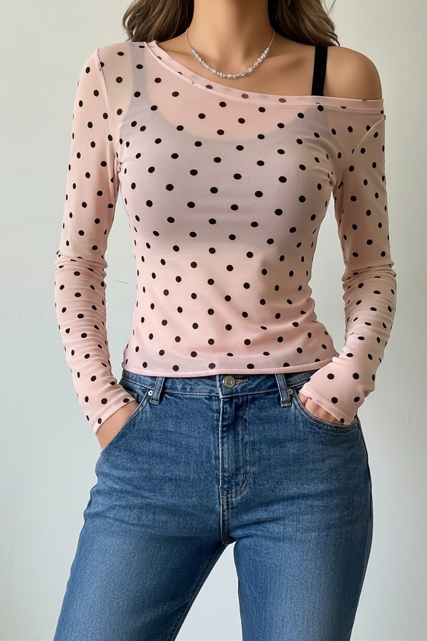 Rose Pink Polka Dot Top