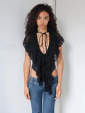 Midnight Ruffle Tie Top