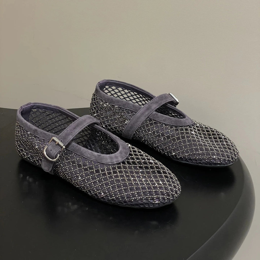 Jessica Rhinestone Mesh Ballet Flats