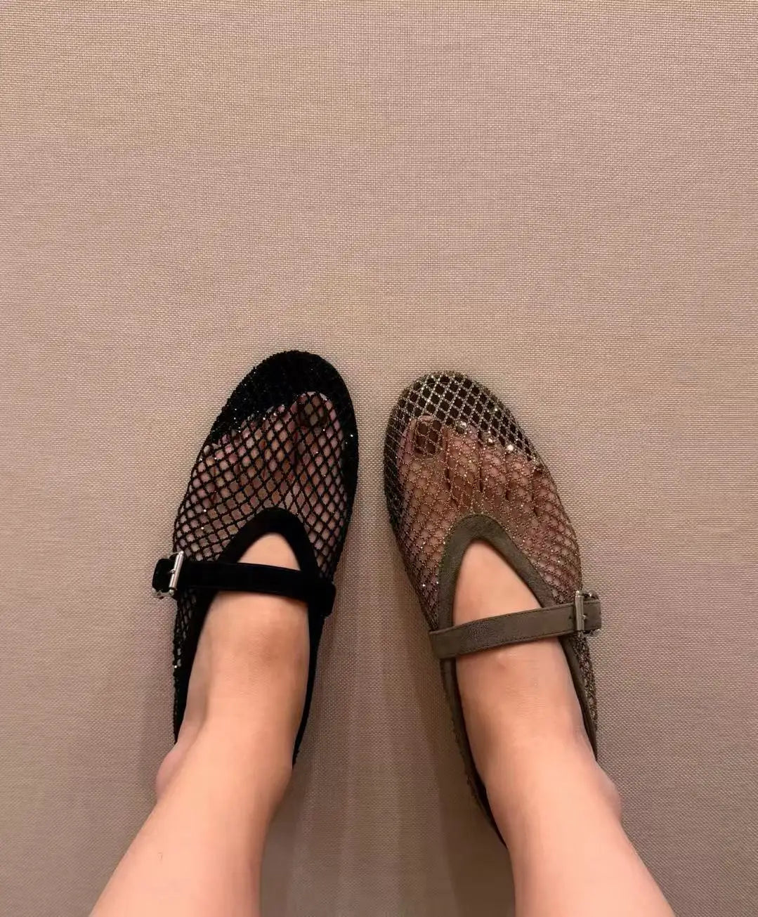 Jessica Rhinestone Mesh Ballet Flats