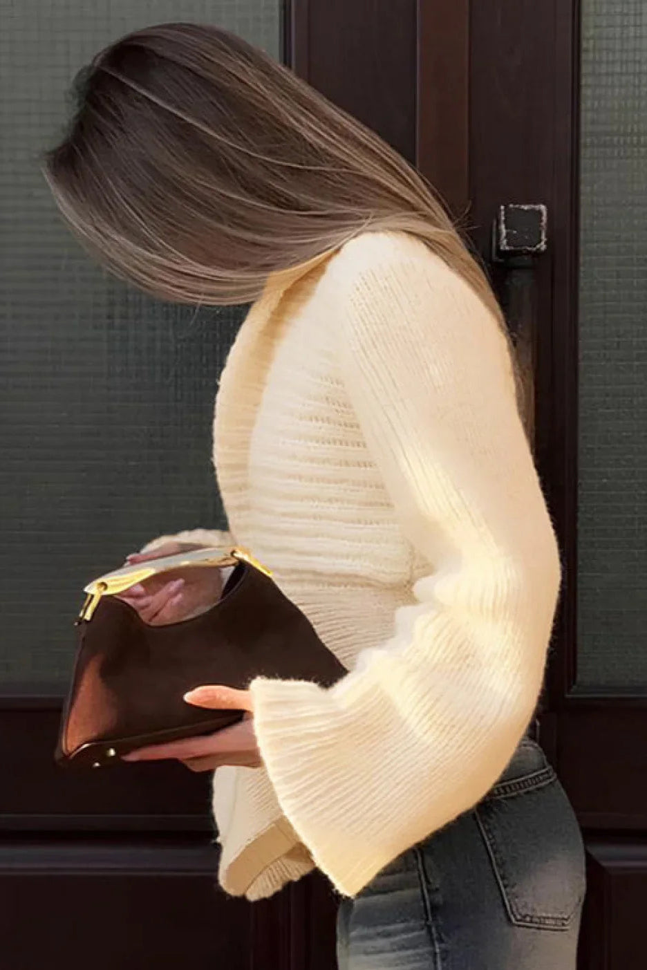 Solid Color Paneled Waist Cinched Knit Cardigan
